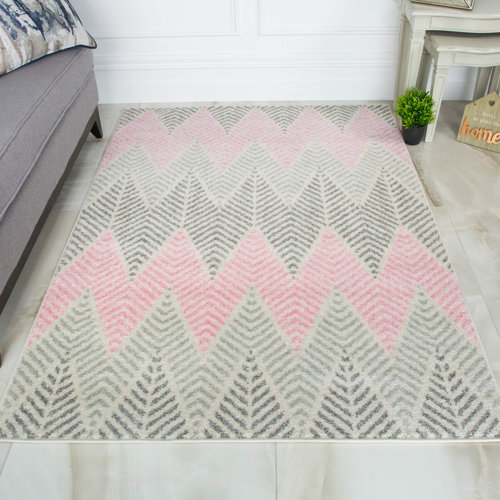 17 Stories Harty Pink/Grey Rug Wayfair.co.uk